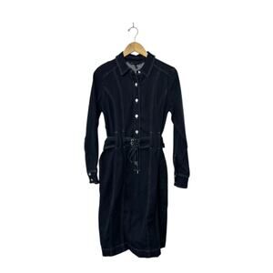 white house black market denim shirt dress Petite Striped Denim Sheath Dress